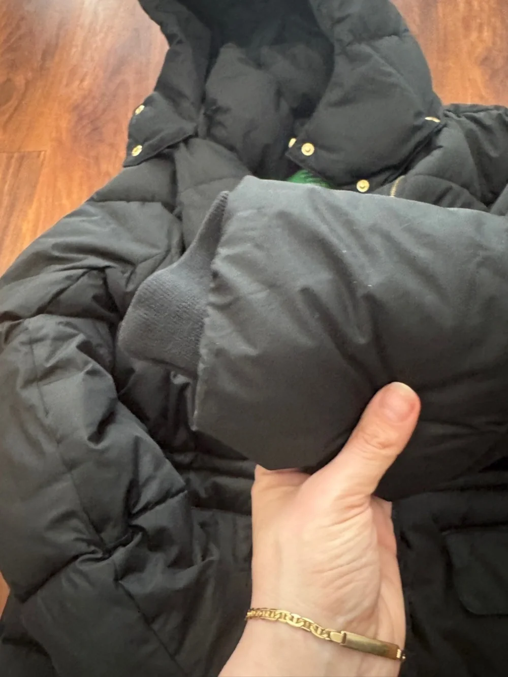 J. Crew Black Quilted Hooded Puffer Jacket